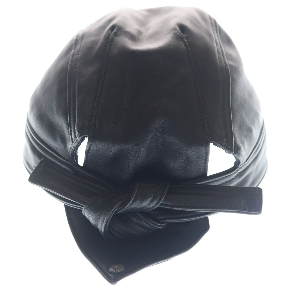 CHROME HEARTS(クロムハーツ) クロスパッチレザーバンダナ巻きキャップ ドゥーラグ ブラック