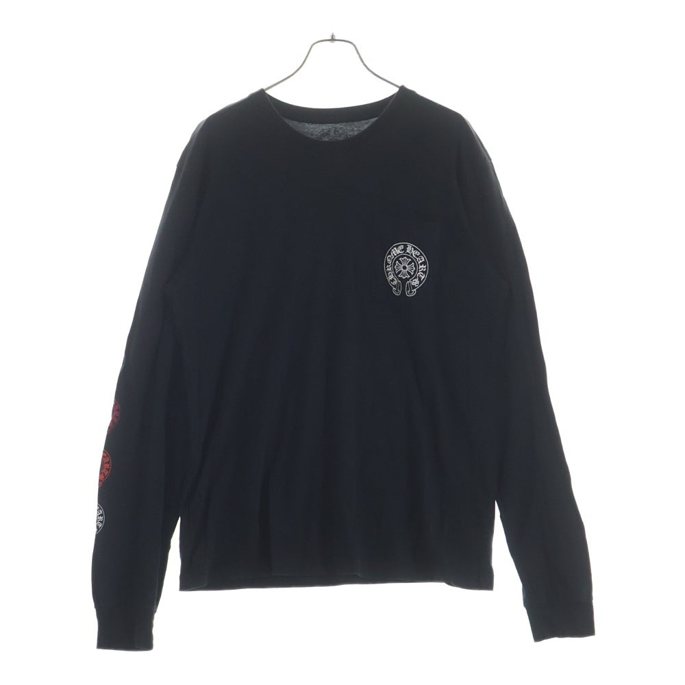 CHROME HEARTS(クロムハーツ) Multi Color Horseshoe L/S T-shirt マルチカラー ホースシュー クルーネック長袖Tシャツカットソー ブラック