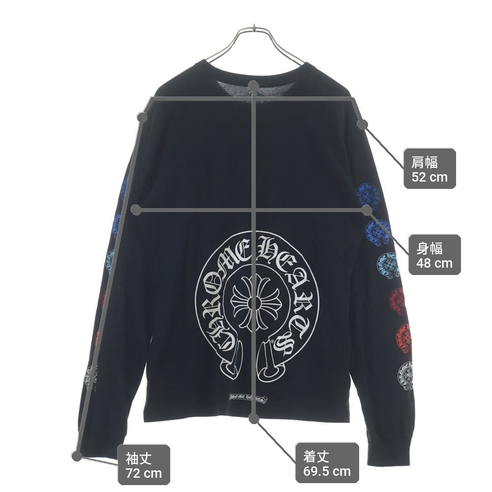 CHROME HEARTS(クロムハーツ) Multi Color Horseshoe L/S T-shirt マルチカラー ホースシュー クルーネック長袖Tシャツカットソー ブラック