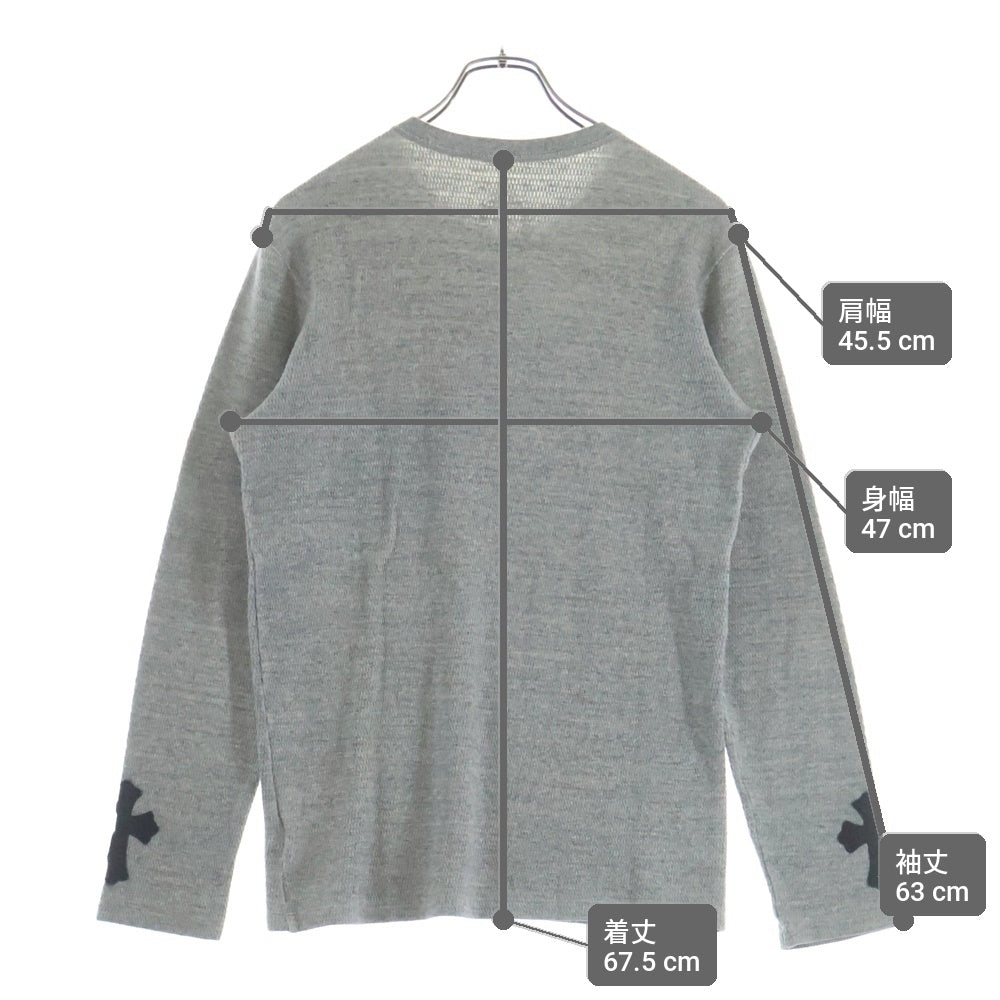 CHROME HEARTS(クロムハーツ) OLD Thermal L/S 袖クロスパッチ付きサーマル クルーネック長袖Tシャツ