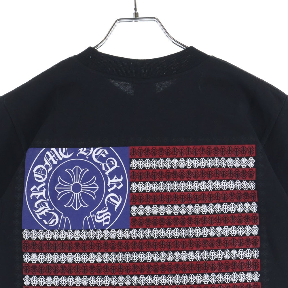 CHROME HEARTS(クロムハーツ) American Flag Vine Dagger Horseshoe Tee アメリカンフラッグ ヴァインダガーホースシュー Tシャツ 半袖カットソー 胸ポケット 星条旗 ホースシュー ブラック