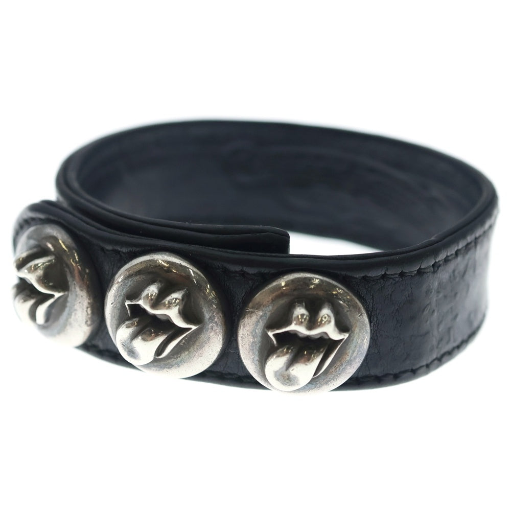 CHROME HEARTS(クロムハーツ) 3BTN 2SNP L&T リップアンドタン 3ボタン2スナップ レザーブレスレット ブラック/シルバー