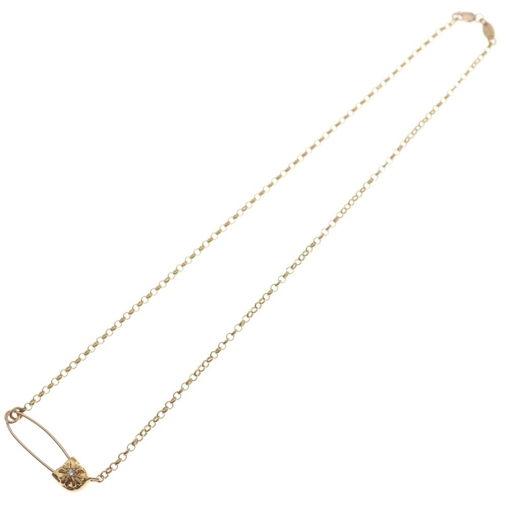 CHROME HEARTS(クロムハーツ) 22K SAFETY PIN R16 1DIAセーフティピンロールチェーン 1ダイヤゴールドネックレス