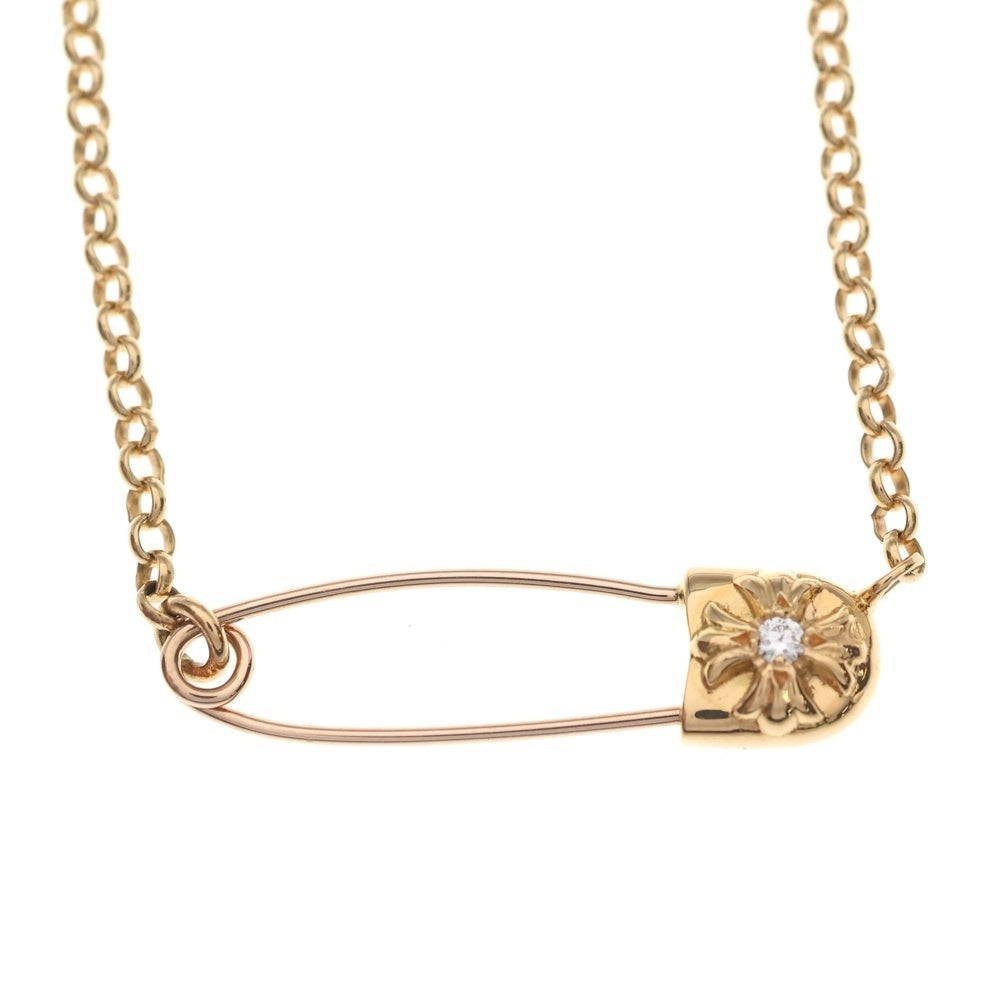 CHROME HEARTS(クロムハーツ) 22K SAFETY PIN R16 1DIAセーフティピンロールチェーン 1ダイヤゴールドネックレス