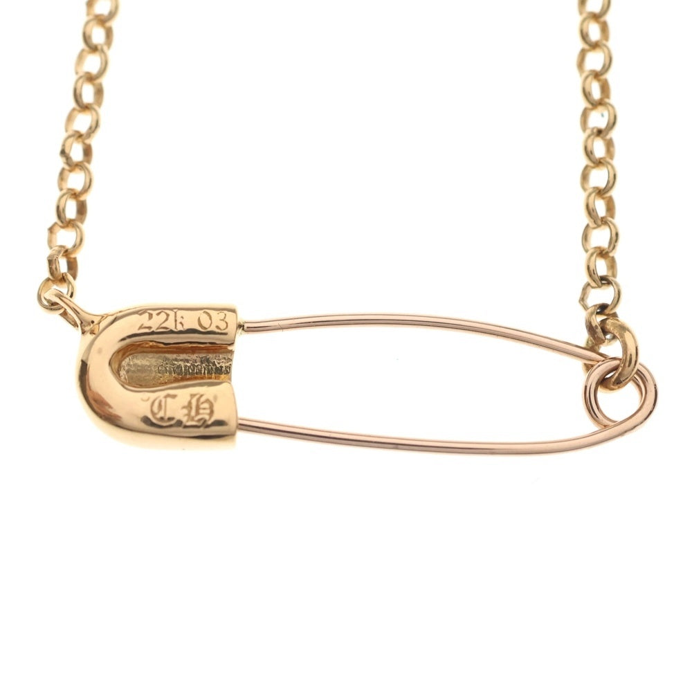 CHROME HEARTS(クロムハーツ) 22K SAFETY PIN R16 1DIAセーフティピンロールチェーン 1ダイヤゴールドネックレス