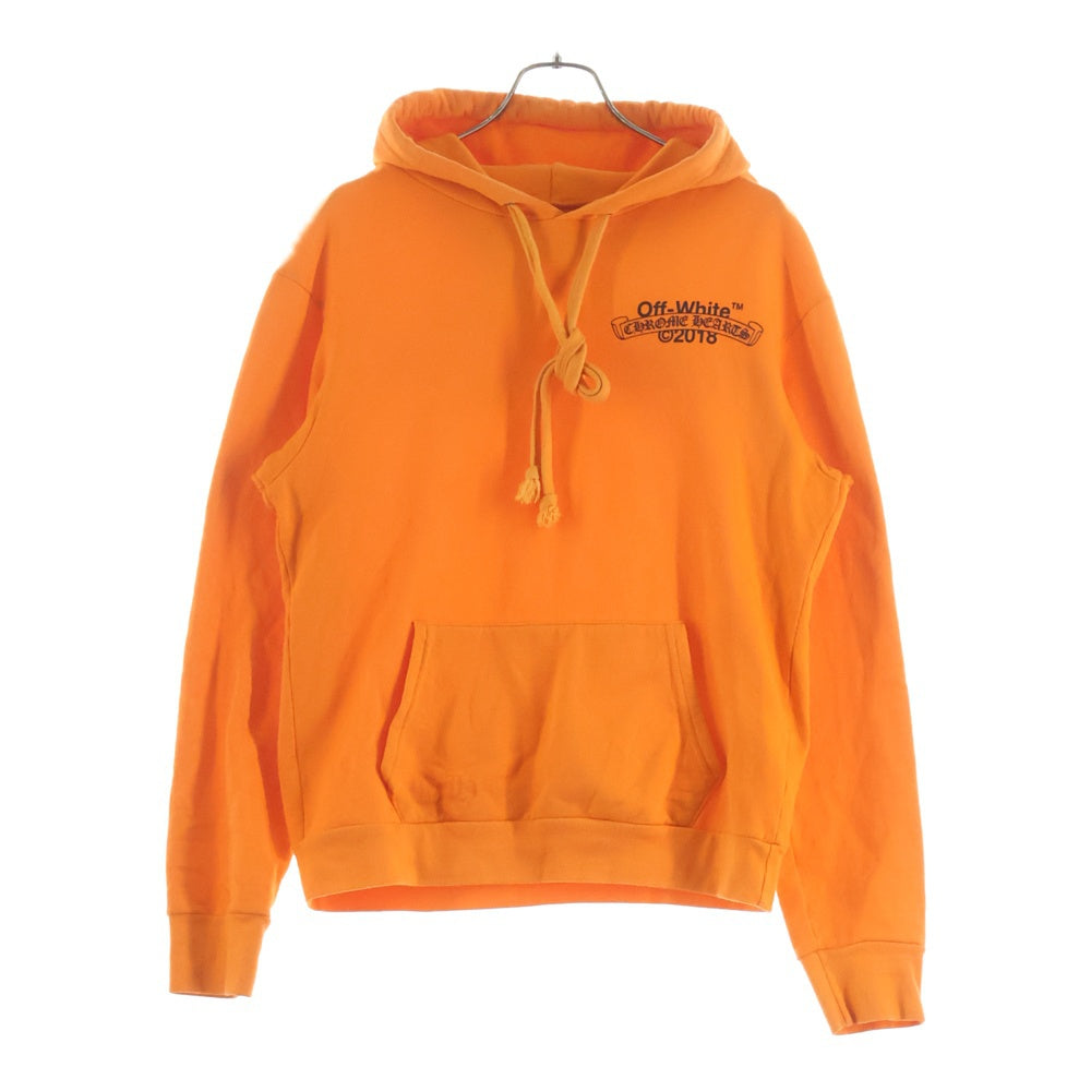 CHROME HEARTS(クロムハーツ) ×OFF WHITE HD PLVR V OFF WHITE オフホワイト ロゴプリント プルオーバーパーカー オレンジ