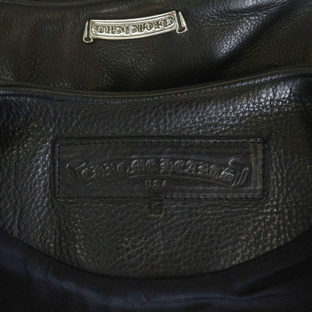 CHROME HEARTS(クロムハーツ) 6BTN ZIP FRNT VEST バックラージクロス装飾 クロスボールボタンレザーベスト