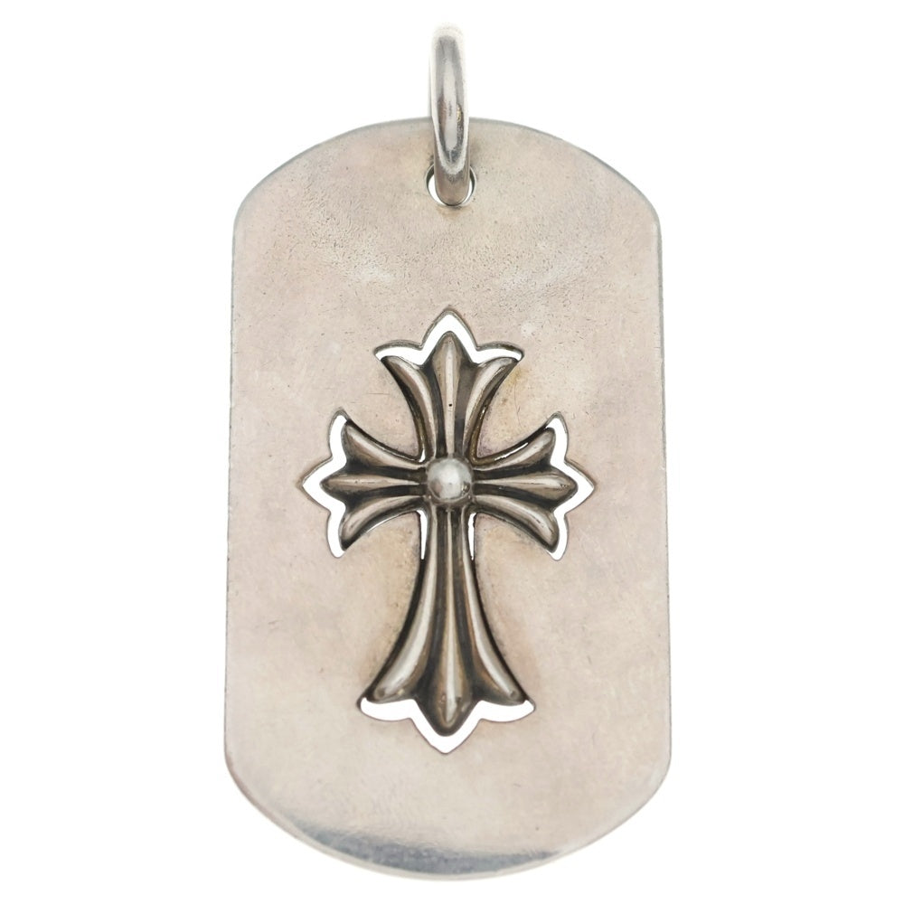 CHROME HEARTS(クロムハーツ) D TAG LRG TNY CRS カットアウトタイニーCHクロス ラージドッグタグ ネックレストップ シルバー