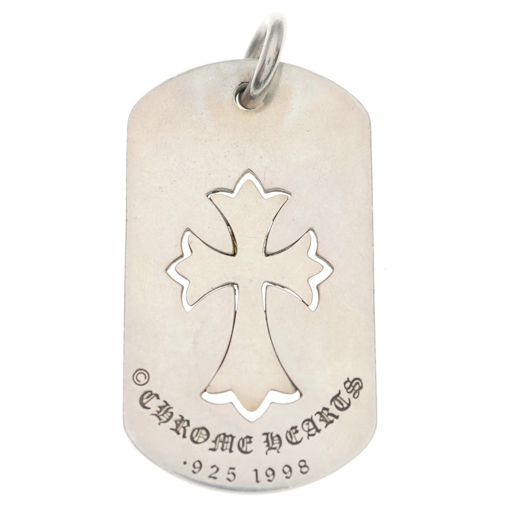 CHROME HEARTS(クロムハーツ) D TAG LRG TNY CRS カットアウトタイニーCHクロス ラージドッグタグ ネックレストップ シルバー