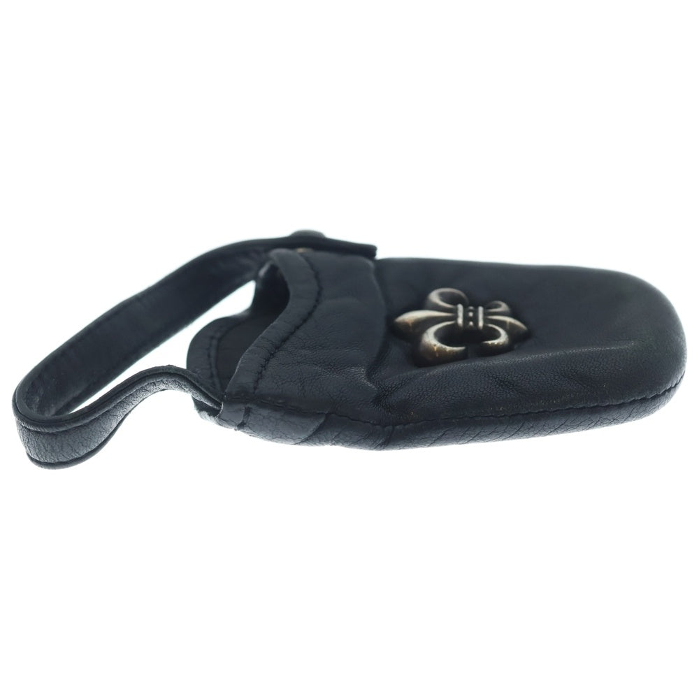 CHROME HEARTS(クロムハーツ) PHONE POUCH BSフレア装飾レザー携帯ケース ブラック/シルバー
