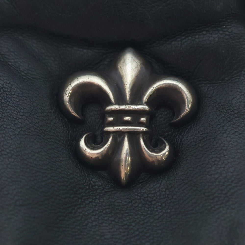 CHROME HEARTS(クロムハーツ) PHONE POUCH BSフレア装飾レザー携帯ケース ブラック/シルバー
