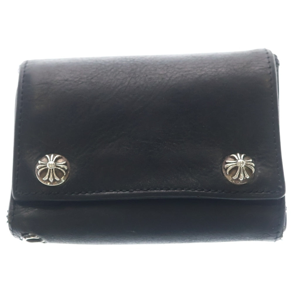 CHROME HEARTS(クロムハーツ) 3FOLD 3フォールド クロスボールボタン レザーウォレット 財布 ブラック BCA364