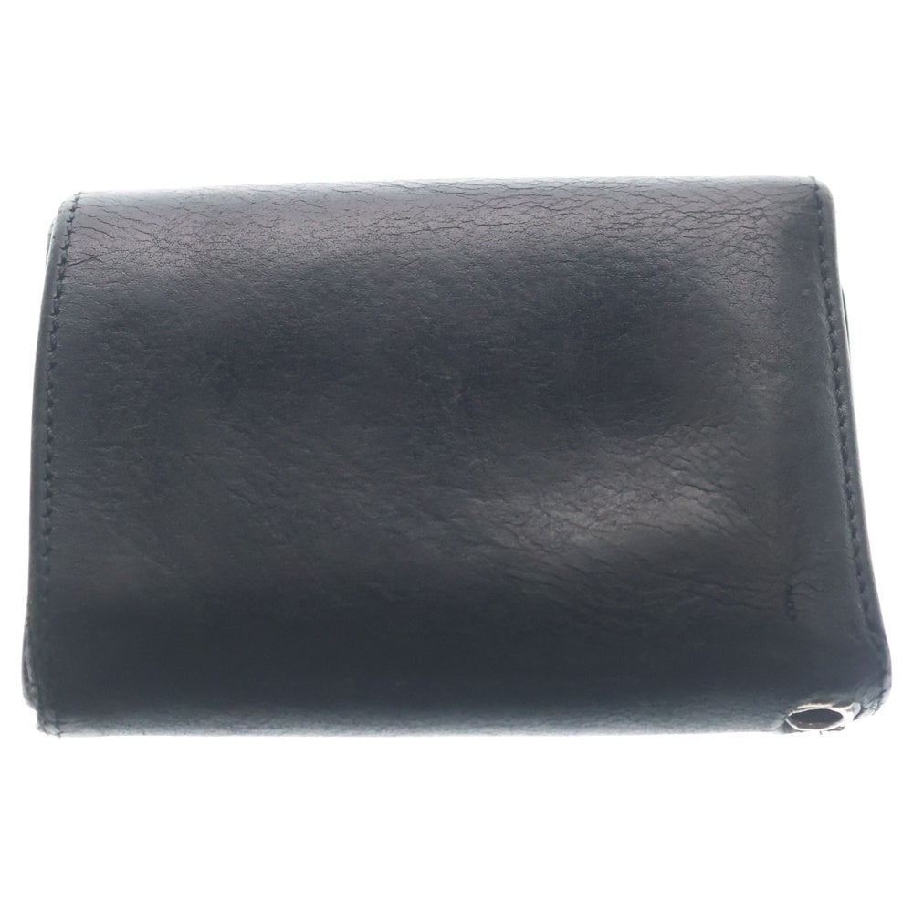 CHROME HEARTS(クロムハーツ) 3FOLD 3フォールド クロスボールボタン レザーウォレット 財布 ブラック BCA364