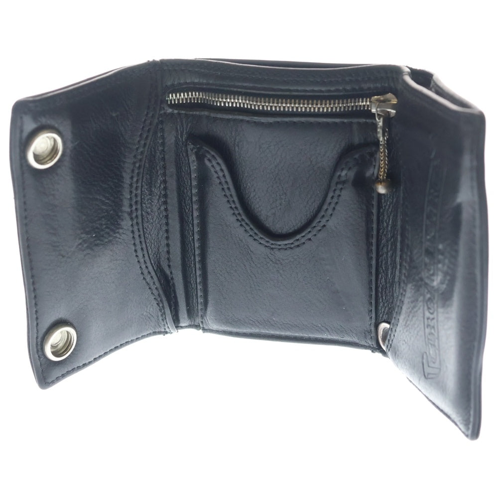 CHROME HEARTS(クロムハーツ) 3FOLD 3フォールド クロスボールボタン レザーウォレット 財布 ブラック BCA364