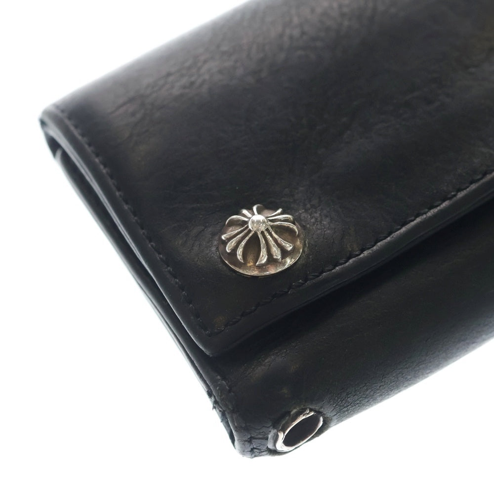 CHROME HEARTS(クロムハーツ) 3FOLD 3フォールド クロスボールボタン レザーウォレット 財布 ブラック BCA364