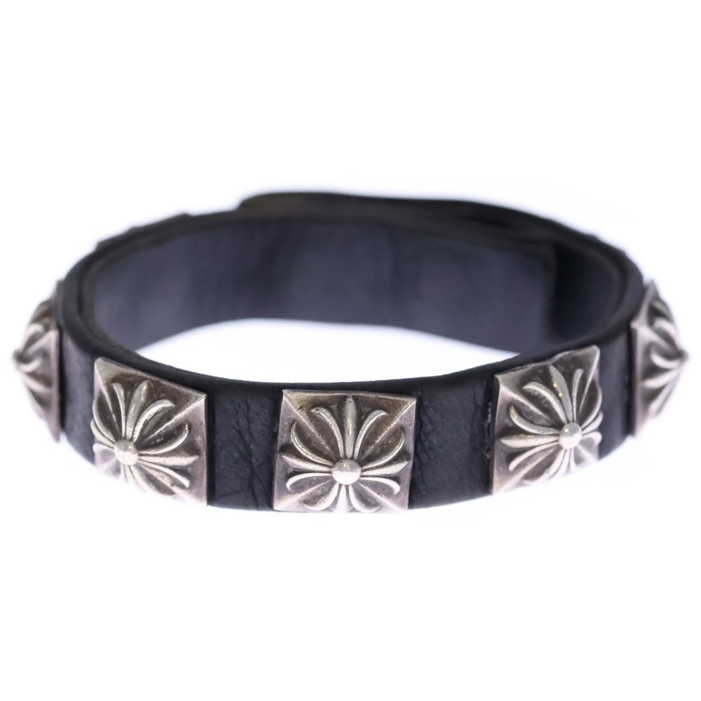 CHROME HEARTS(クロムハーツ) SPACED ZERO BLACK LEATHER PYRAMID STUDS ピラミッドスタッズ レザーブレスレット