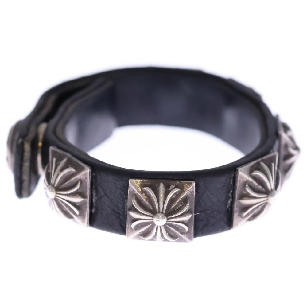 CHROME HEARTS(クロムハーツ) SPACED ZERO BLACK LEATHER PYRAMID STUDS ピラミッドスタッズ レザーブレスレット