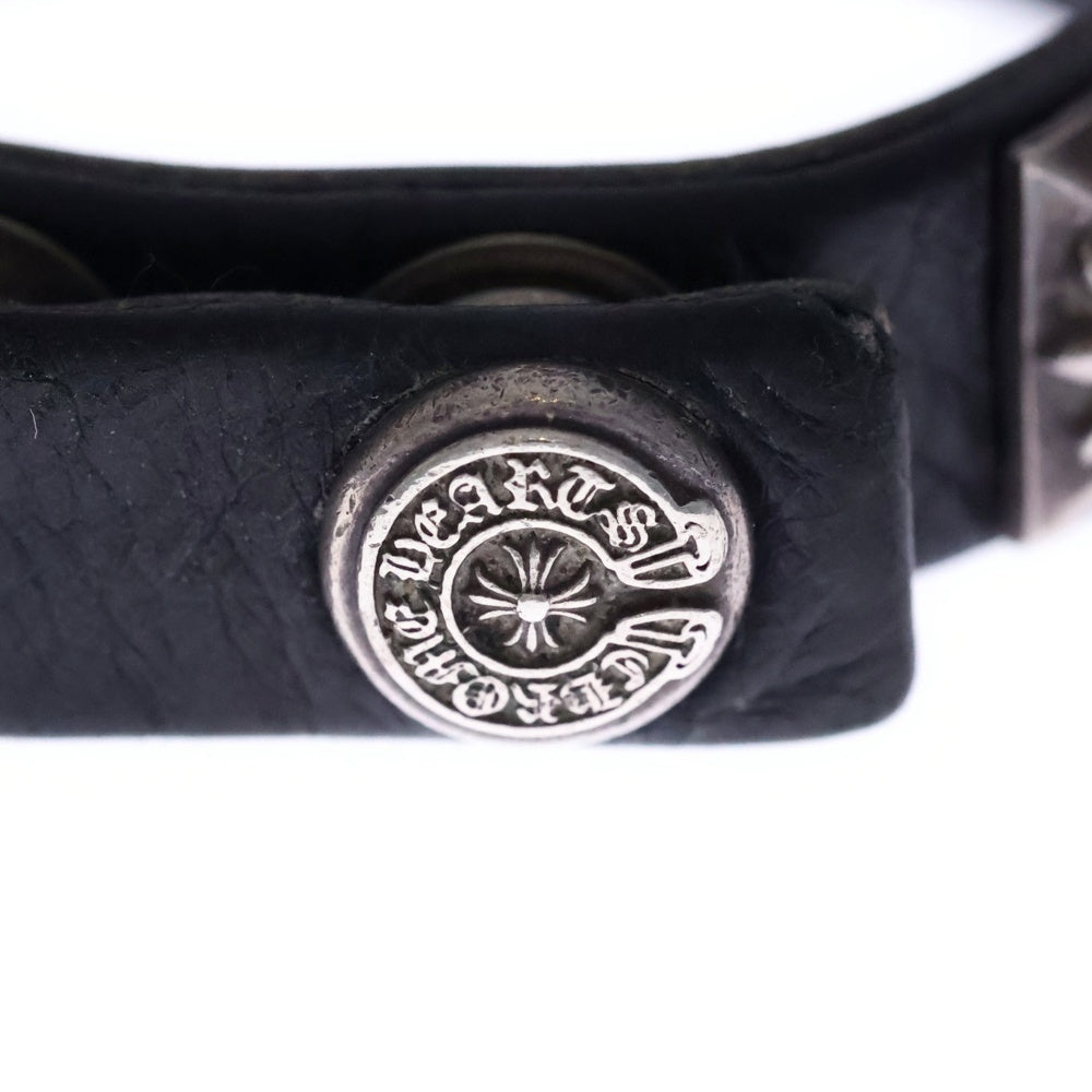 CHROME HEARTS(クロムハーツ) SPACED ZERO BLACK LEATHER PYRAMID STUDS ピラミッドスタッズ レザーブレスレット