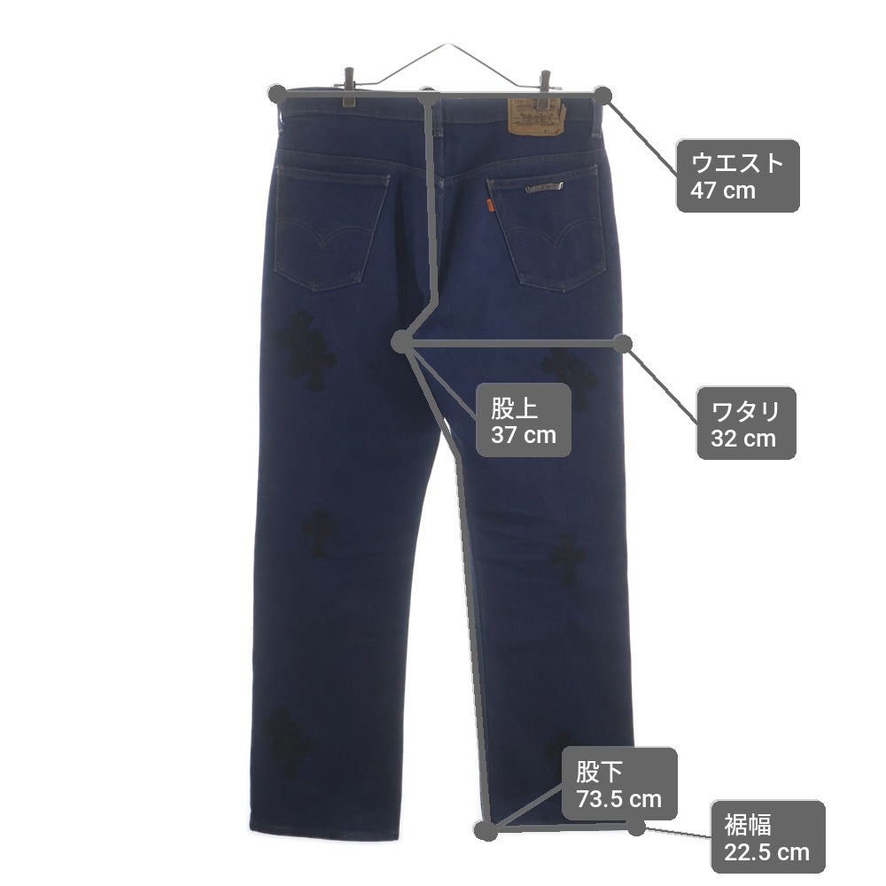 CHROME HEARTS(クロムハーツ) ×LEVI'S U VNTG JEAN BLU ORNG TAB 517 クロスパッチ付きウォッシュドデニムパンツ