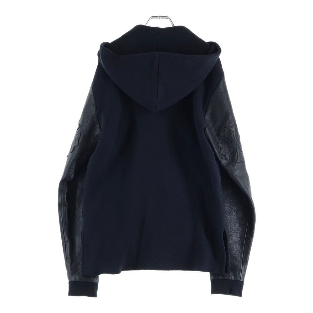 CHROME HEARTS(クロムハーツ) Y NOT HD ZIP 袖レザー切り替えクロスパッチ ジップパーカー