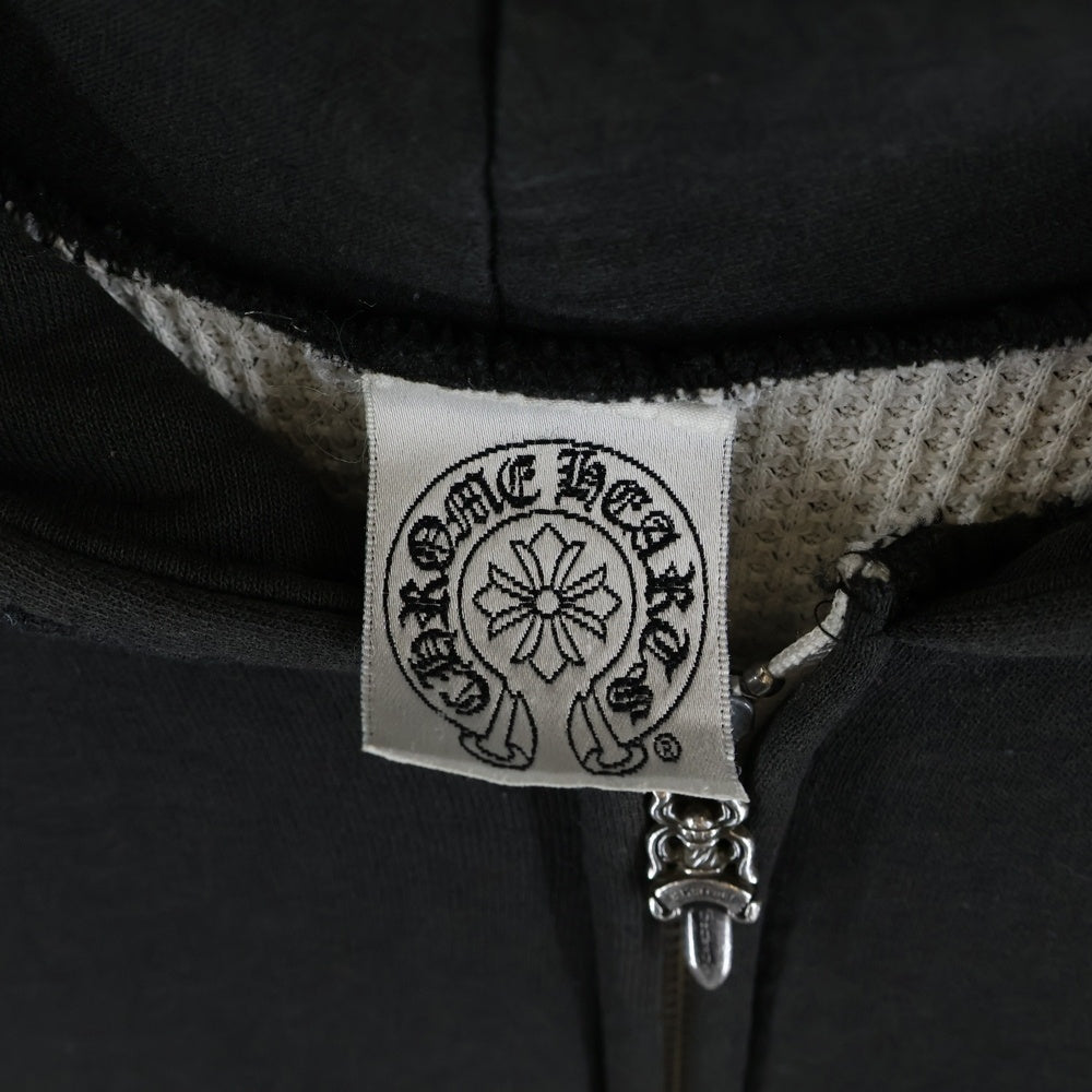 CHROME HEARTS(クロムハーツ) OLD THRML SWTSHRT HD ZIP 裏地サーマル バックスクロールプリント ダガージップアップパーカー ブラック