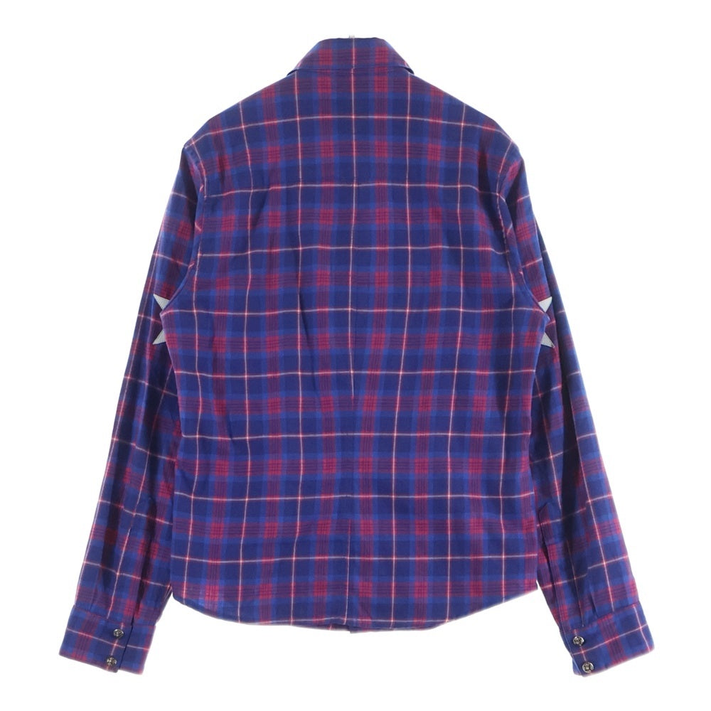 CHROME HEARTS(クロムハーツ) LOOSEENDS LS ルーズエンド エルボースターパッチ クロスボールボタン チェック長袖シャツ レッド/ブルー