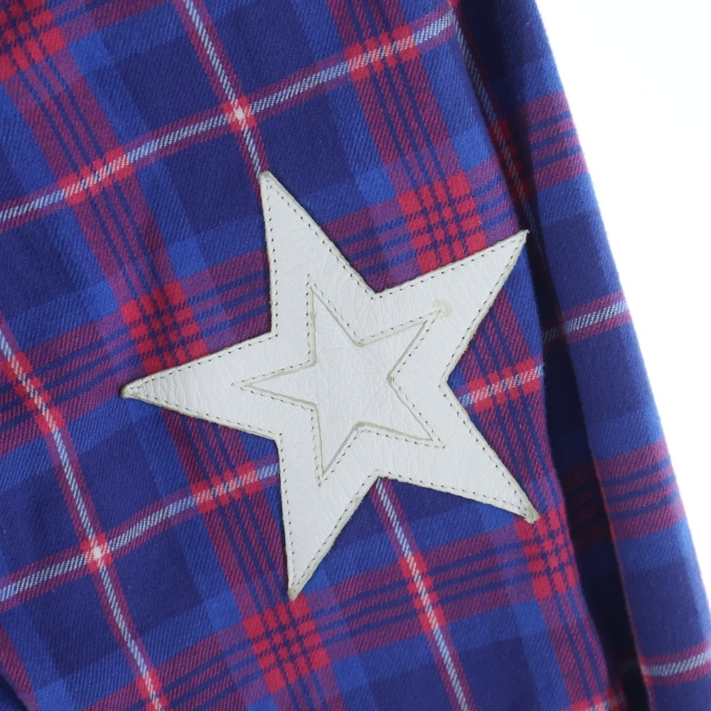 CHROME HEARTS(クロムハーツ) LOOSEENDS LS ルーズエンド エルボースターパッチ クロスボールボタン チェック長袖シャツ レッド/ブルー