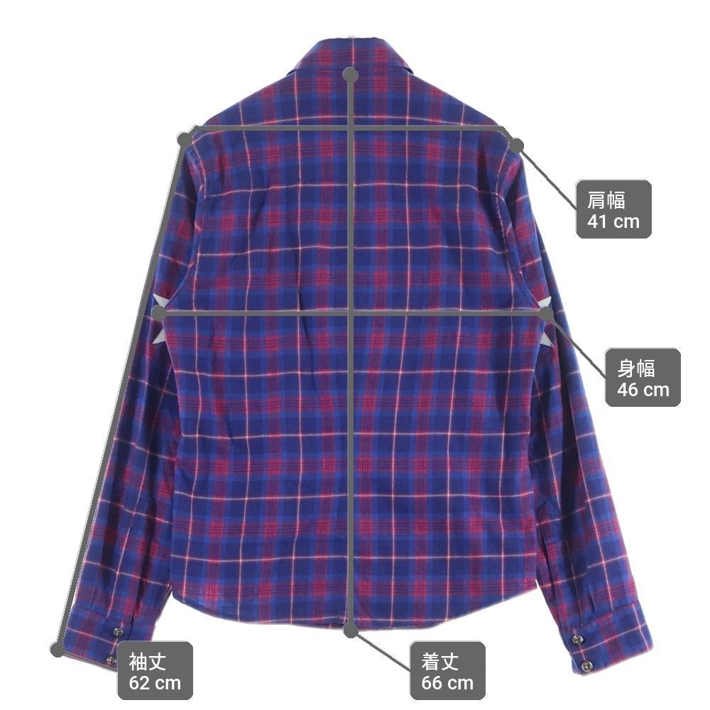 CHROME HEARTS(クロムハーツ) LOOSEENDS LS ルーズエンド エルボースターパッチ クロスボールボタン チェック長袖シャツ レッド/ブルー