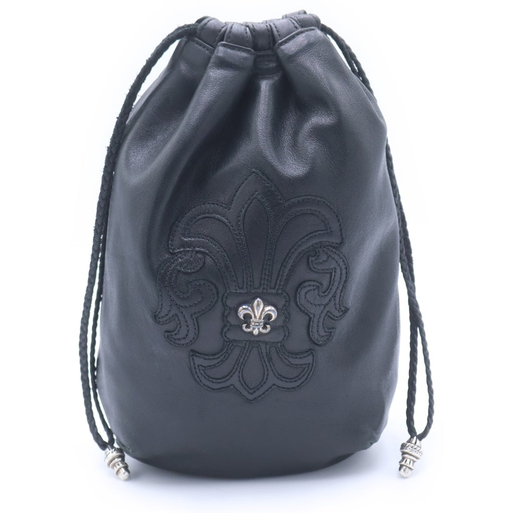 CHROME HEARTS(クロムハーツ) DRW STRNG SACK BS BSフレアドローストリングサック レザー巾着ハンドバッグ