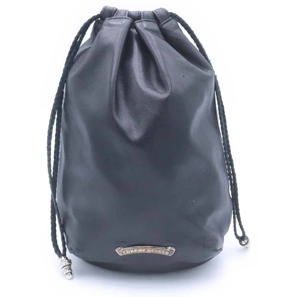 CHROME HEARTS(クロムハーツ) DRW STRNG SACK BS BSフレアドローストリングサック レザー巾着ハンドバッグ