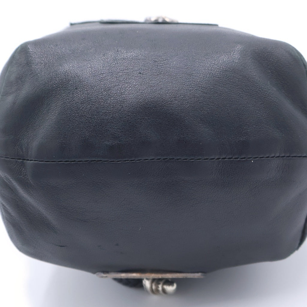 CHROME HEARTS(クロムハーツ) DRW STRNG SACK BS BSフレアドローストリングサック レザー巾着ハンドバッグ
