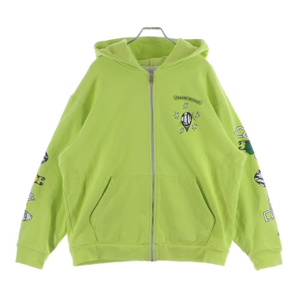CHROME HEARTS(クロムハーツ) 22AW ×MATTY BOY PPO LINK ZIP UP HOODIE ×マッティボーイ リンク ダガージップアップフーディ パーカー プリント 裏地サーマル ライムグリーン