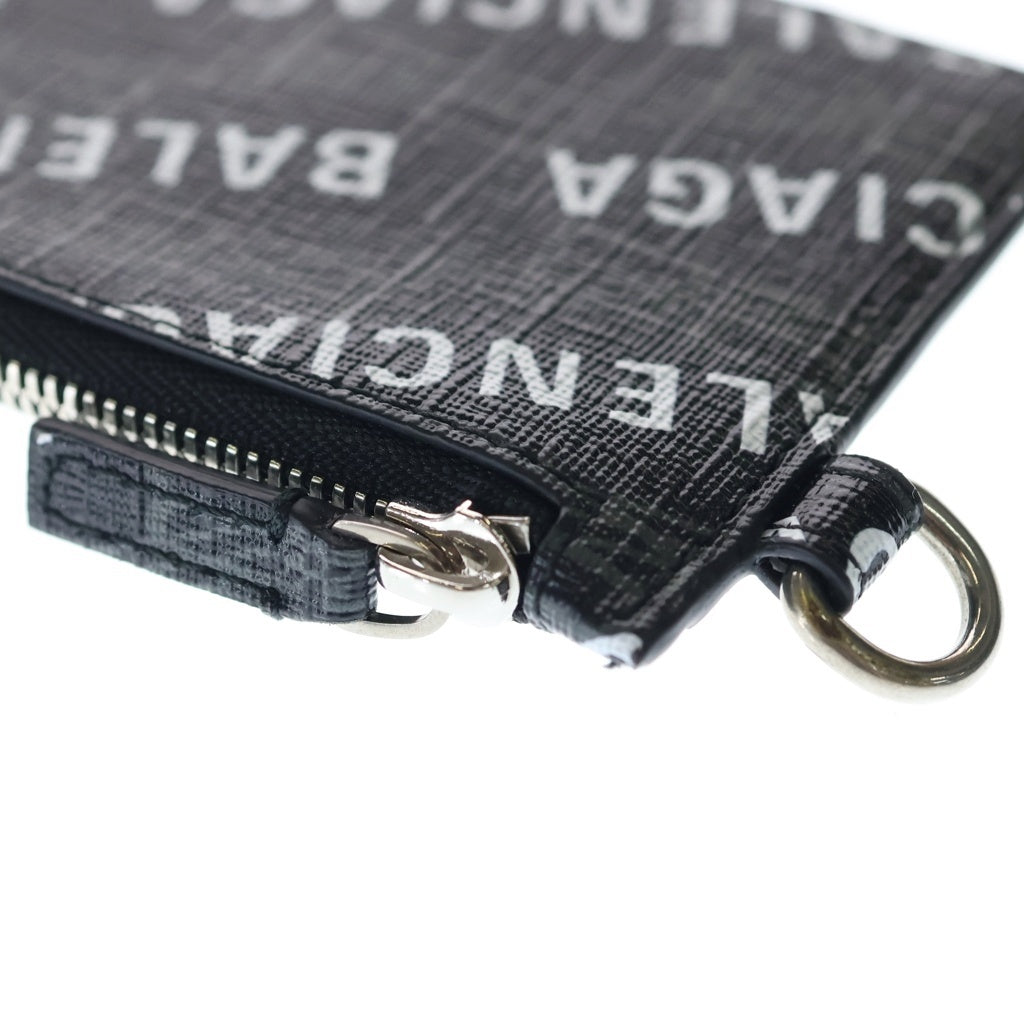 BALENCIAGA(バレンシアガ) ストラップ付ロゴプリントカードケース ブラック 594548 レディース
