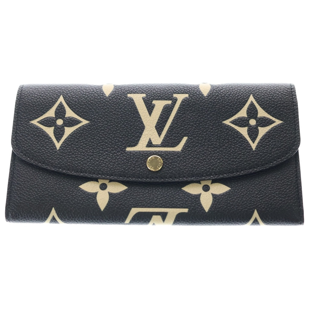 LOUIS VUITTON(ルイヴィトン) ポルトフォイユエミリー モノグラムアンプラント ノワール クレーム バイカラー フラップウォレット 長財布 ブラック M82340 レディース