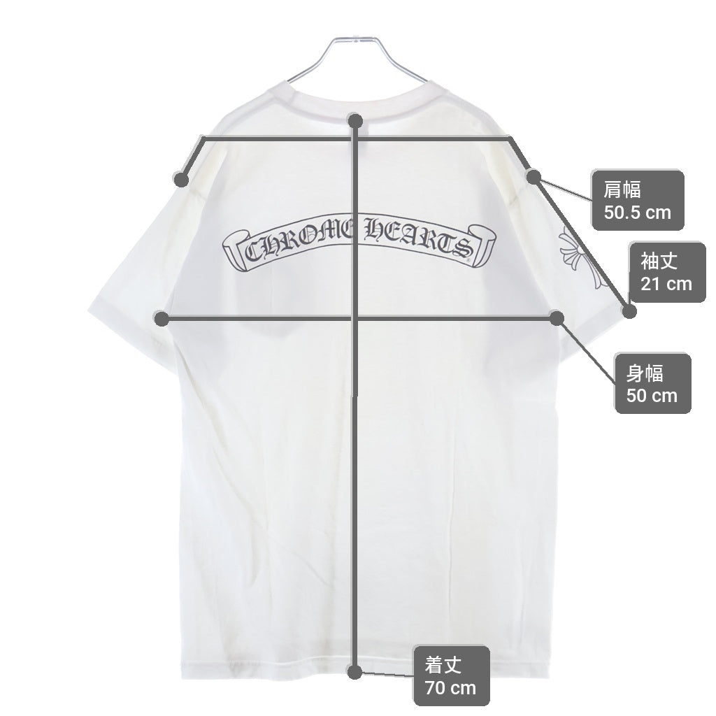 CHROME HEARTS(クロムハーツ) バックスクロールラベルプリント 袖CHクロス半袖Tシャツ ホワイト