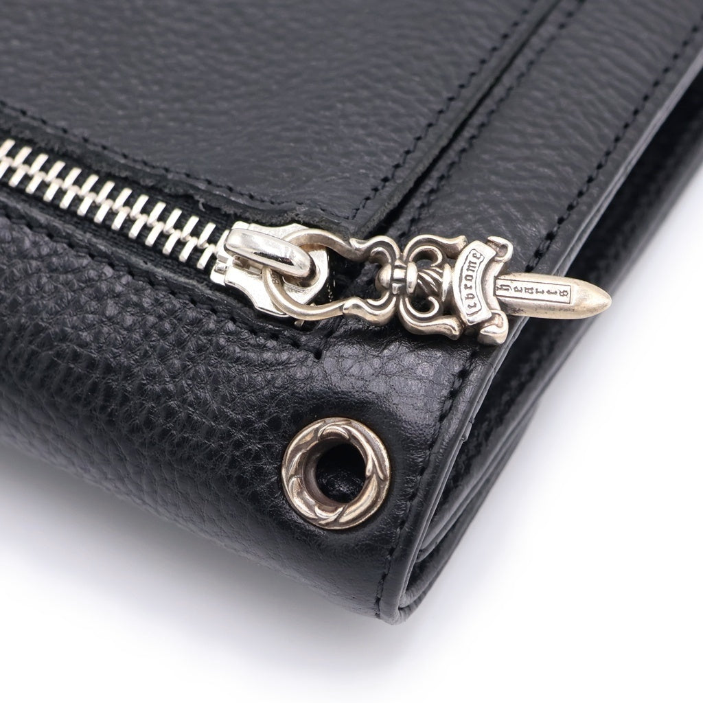 CHROME HEARTS(クロムハーツ) WAVE ウェーブ レザーウォレット 財布 ブラックBCA375