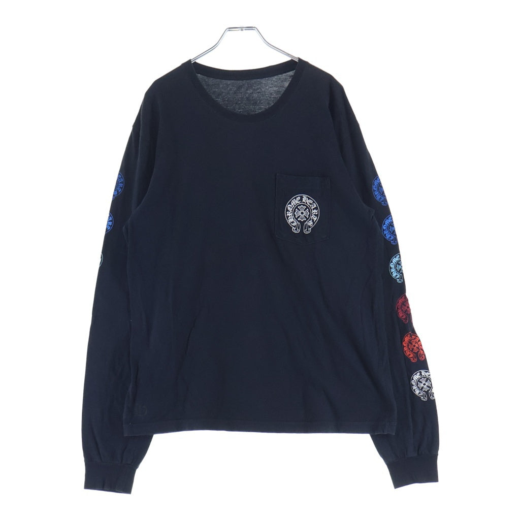 CHROME HEARTS(クロムハーツ) Multi Color Horseshoe L/S T-shirt マルチカラー ホースシュー クルーネック長袖Tシャツカットソー ブラック