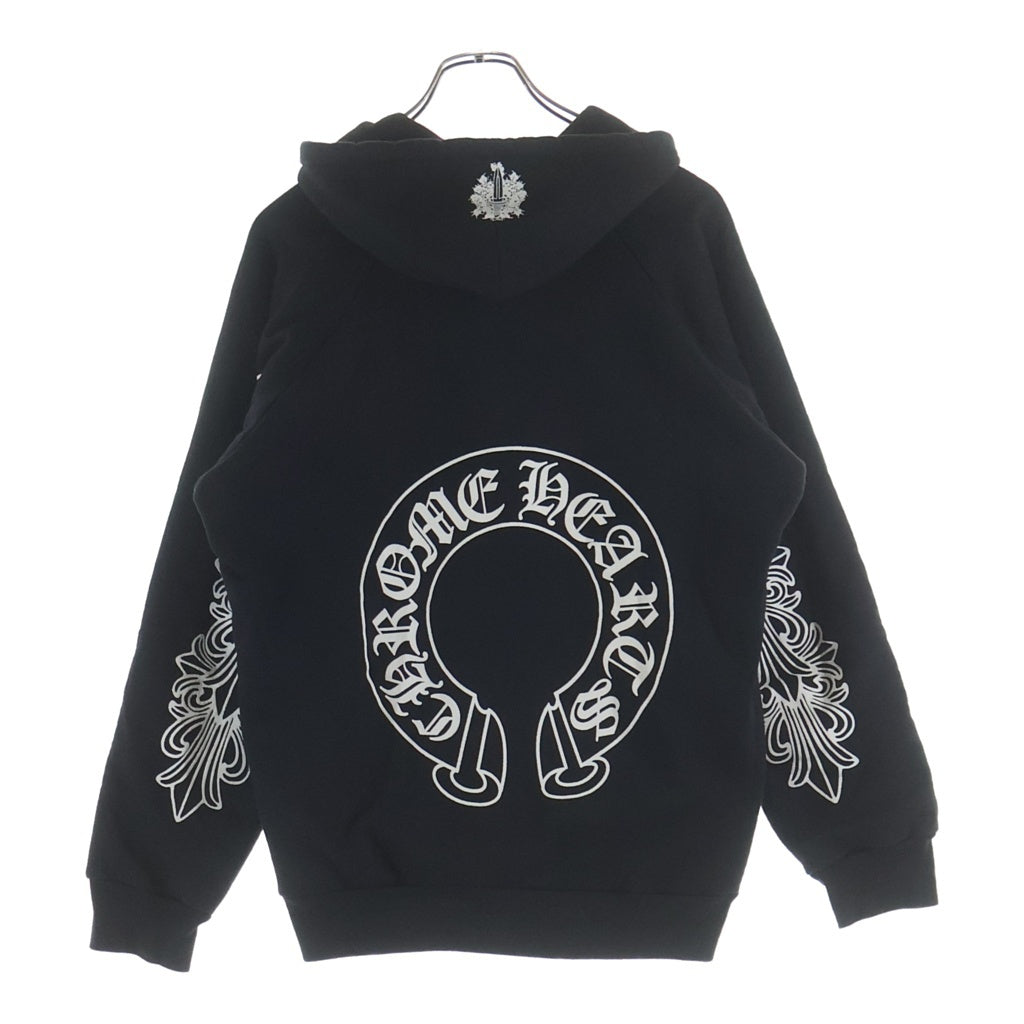 CHROME HEARTS(クロムハーツ) OLD SWTSHRT HD ZIP 袖フローラル バックホースシュープリントジップパーカー ブラック