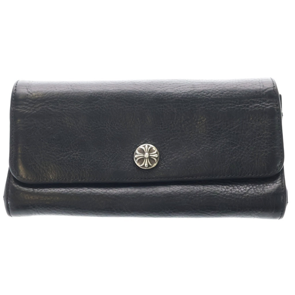 CHROME HEARTS(クロムハーツ) JUDY CROSS BALL ジュディ クロス ボール ボタン レザーウォレット 長財布 ブラック BCA366