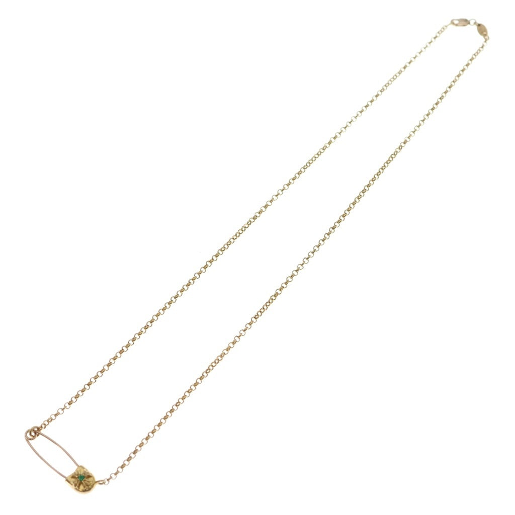 CHROME HEARTS(クロムハーツ) 22K SAFETY PIN R20 1EMRLDセーフティピンロールチェーン 1エメラルドゴールドネックレス
