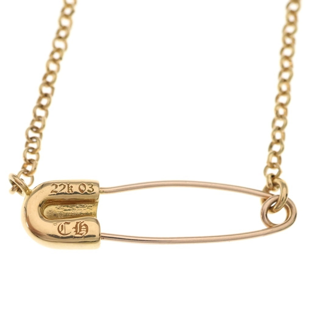 CHROME HEARTS(クロムハーツ) 22K SAFETY PIN R20 1EMRLDセーフティピンロールチェーン 1エメラルドゴールドネックレス