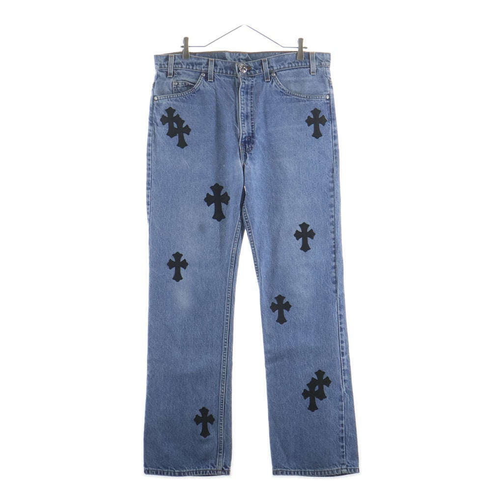CHROME HEARTS(クロムハーツ) U VNTG JEAN BLU ORNG TAB 517 クロスパッチ付きウォッシュドデニムパンツ