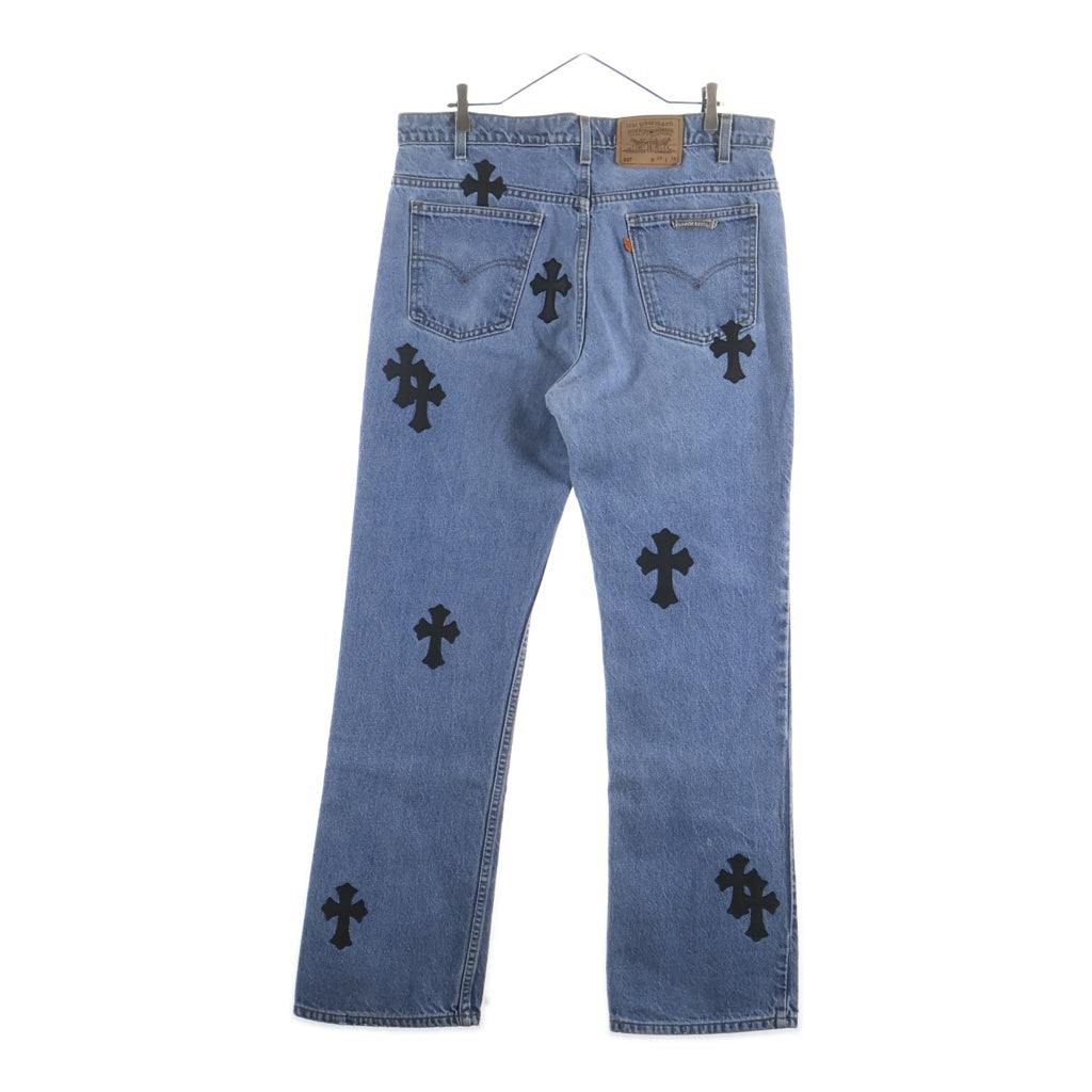 CHROME HEARTS(クロムハーツ) U VNTG JEAN BLU ORNG TAB 517 クロスパッチ付きウォッシュドデニムパンツ