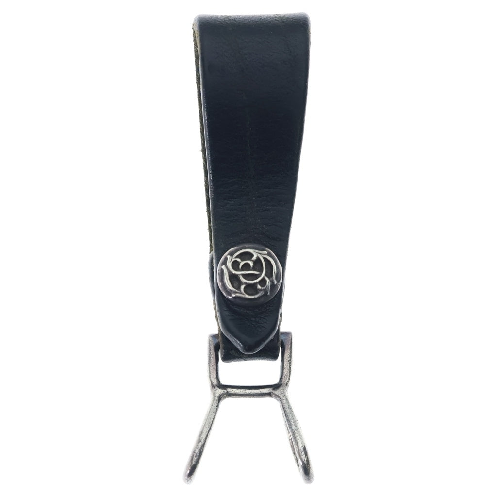 CHROME HEARTS クロムハーツ BELT LOOP フローラルボールボタンレザーベルトループ シルバー/ブラック CHROME HEARTS(クロムハーツ) BELT LOOP フローラルボールボタンレザー