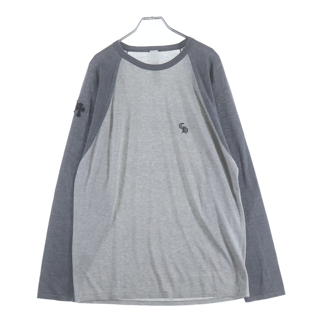 CHROME HEARTS(クロムハーツ) Y NOT クロスパッチ付きラグラン Tシャツ グレー