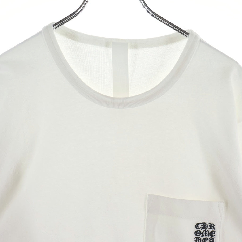 CHROME HEARTS(クロムハーツ) Y NOT L/S T-SHIRT ラッキーパッチ付き 袖クロス刺繍 長袖Tシャツカットソー ホワイト