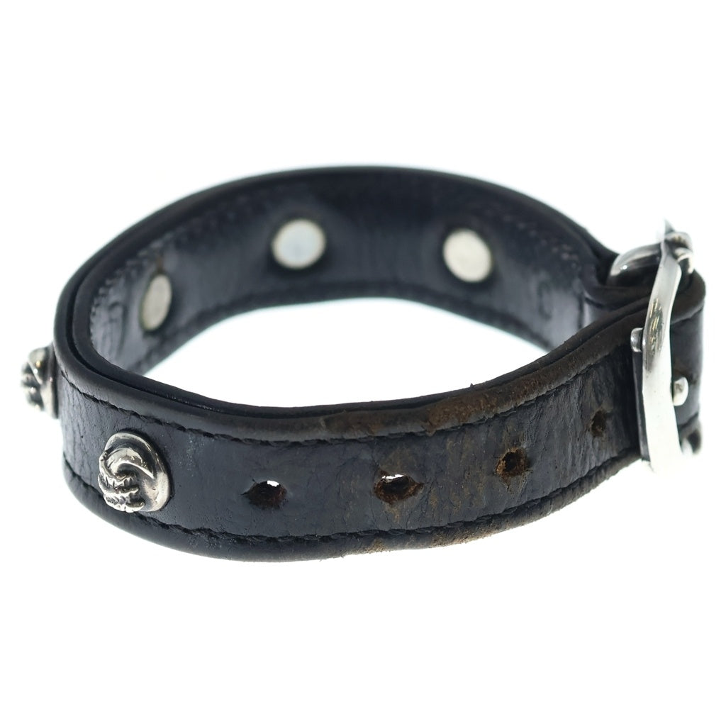 CHROME HEARTS(クロムハーツ) GUNSLINGER ガンスリンガー クロウボール レザーブレスレット ブラック/シルバー