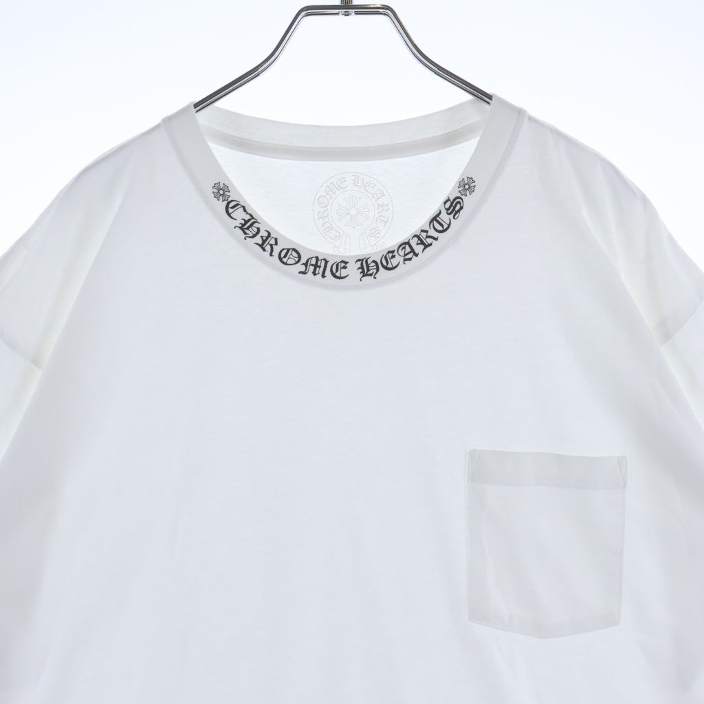 CHROME HEARTS(クロムハーツ) NECK LOGO TEE ネックロゴプリント クルーネック 半袖Tシャツ カットソー ホワイト