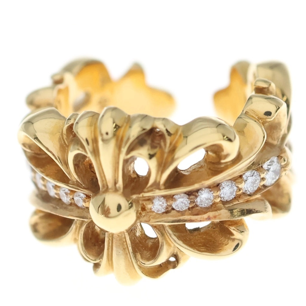 CHROME HEARTS(クロムハーツ) 22K DBL FLRL CRS ダブルフローラルクロス PAVEダイヤゴールドリング