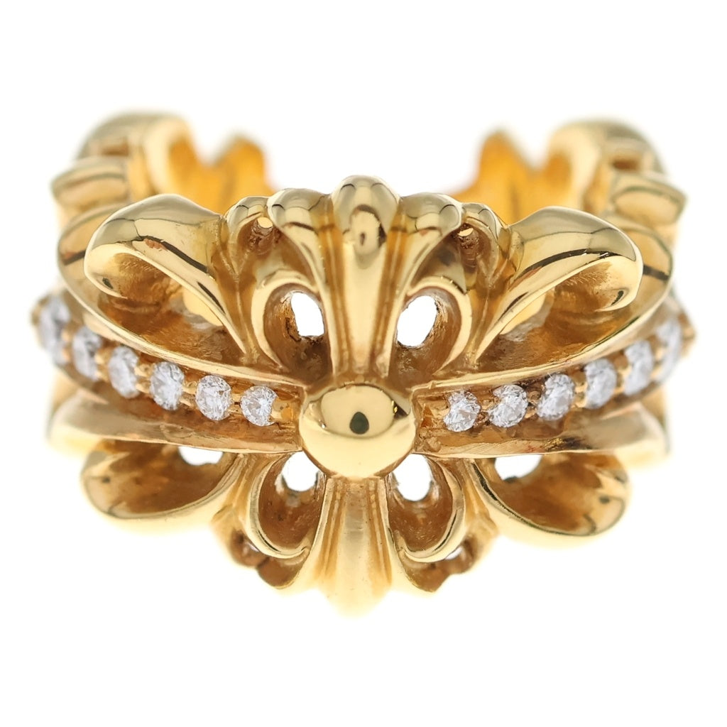 CHROME HEARTS(クロムハーツ) 22K DBL FLRL CRS ダブルフローラルクロス PAVEダイヤゴールドリング